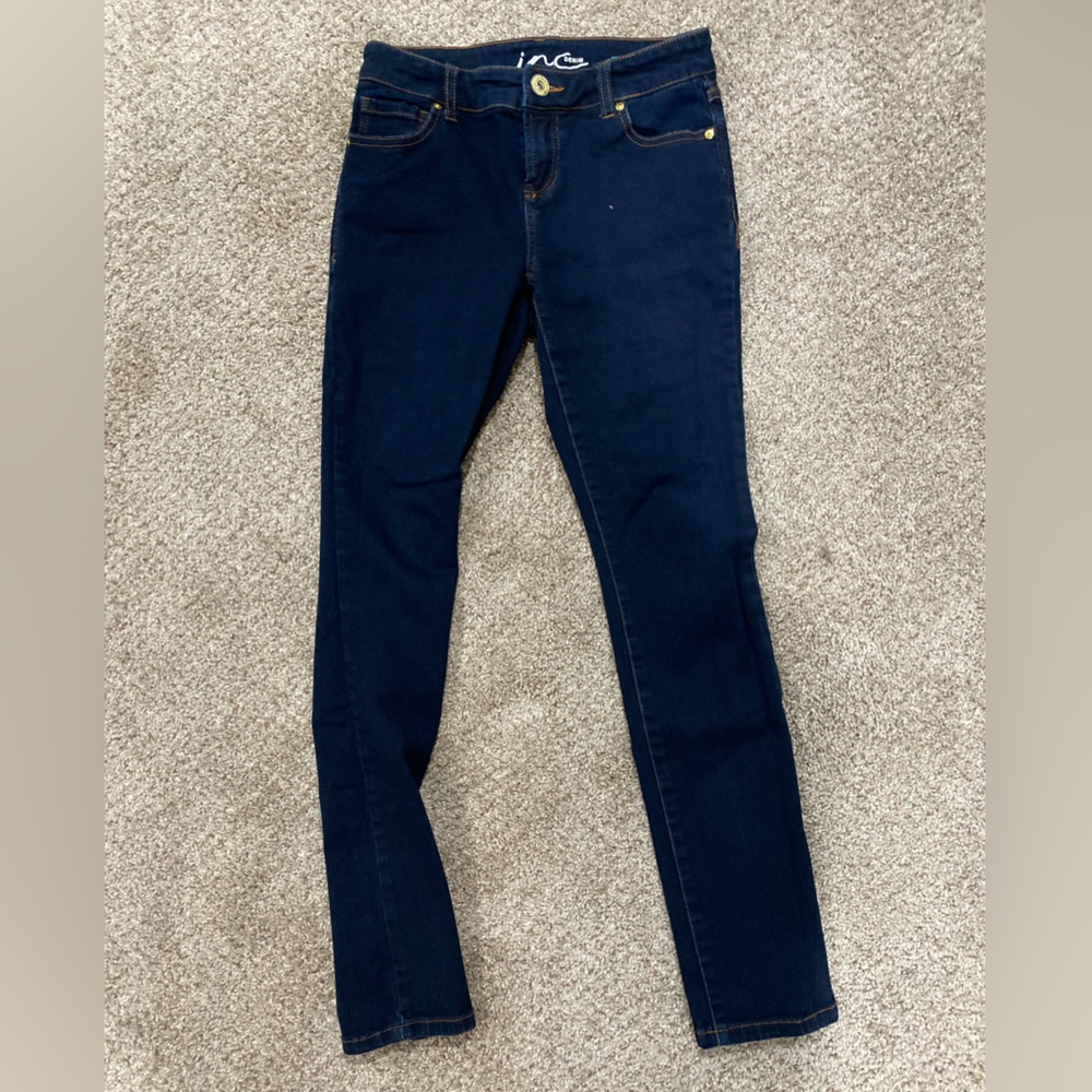 Inc denim skinny leg regular fit short OS Women's Dark Blue Jeans